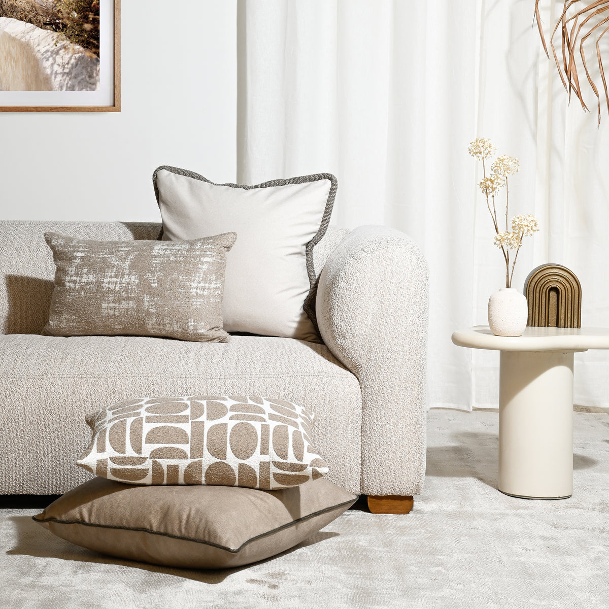 Kunstleder Taupe - Vinylkissen - 55 X 55